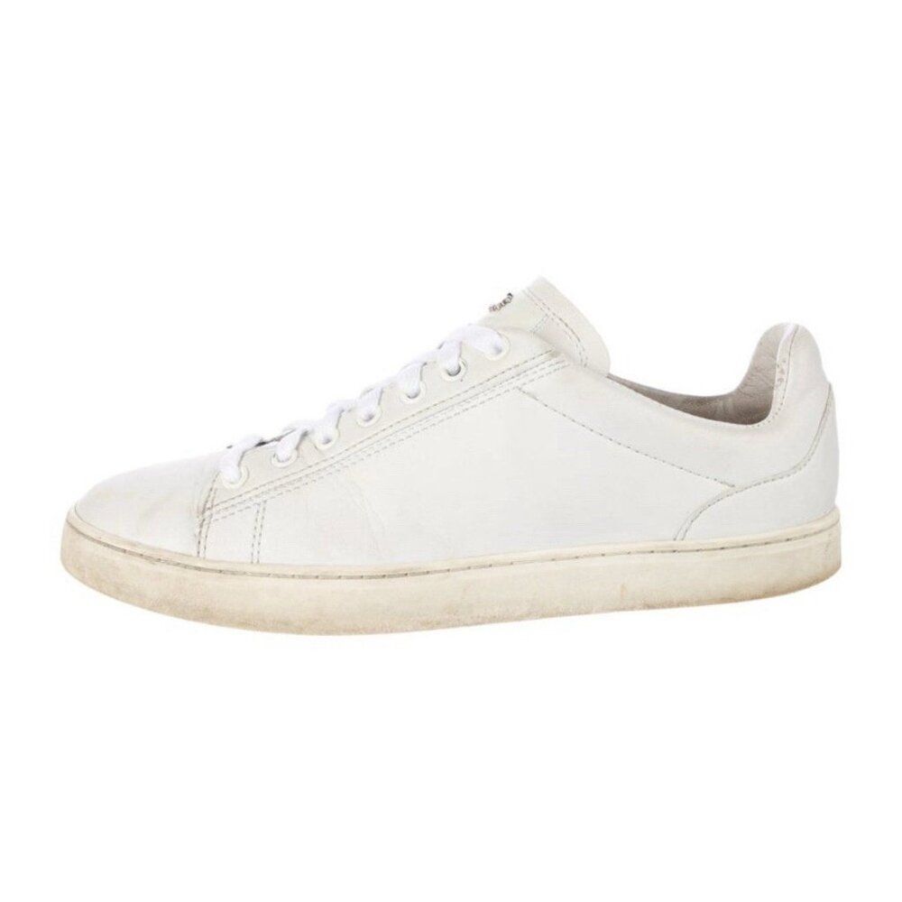 stuart weitzman Authentic Solid White Genuine Leather Lace Up Sneakers 7